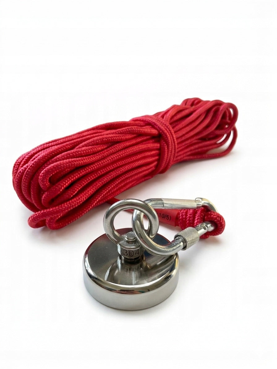 Neodymium magnet 150 kg with rope 20 m For searching in water Packaging status original