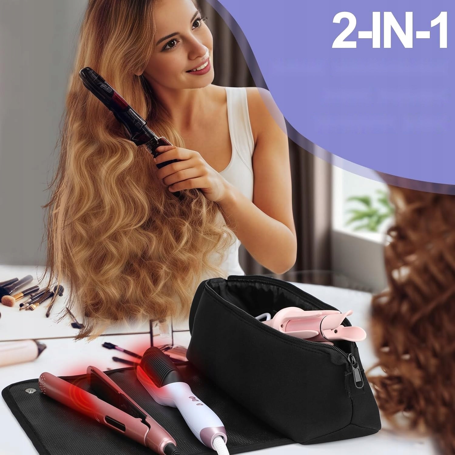 Neoprene Hair Styling Tool Bag with Fireproof Case Mat Medical device no
