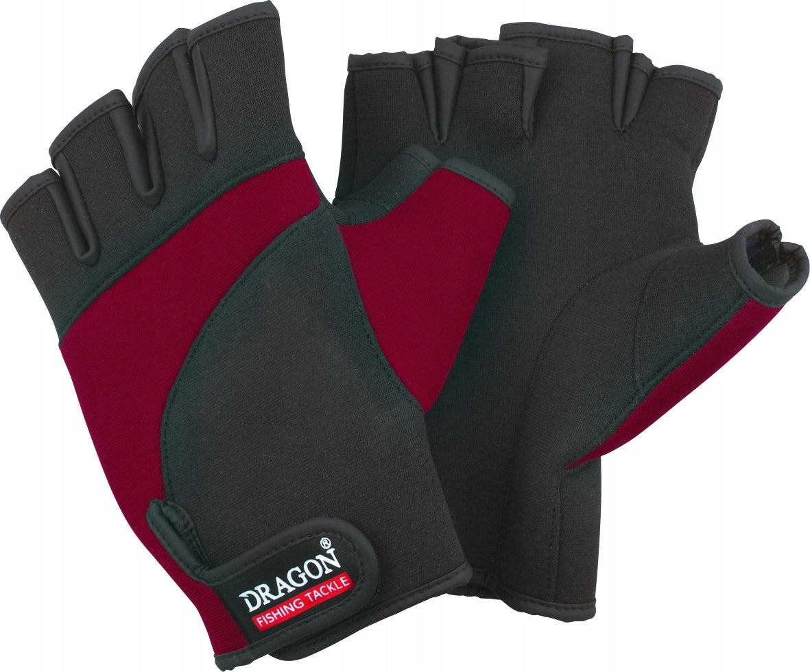 Neoprene fishing gloves Dragon - red without finger, warm