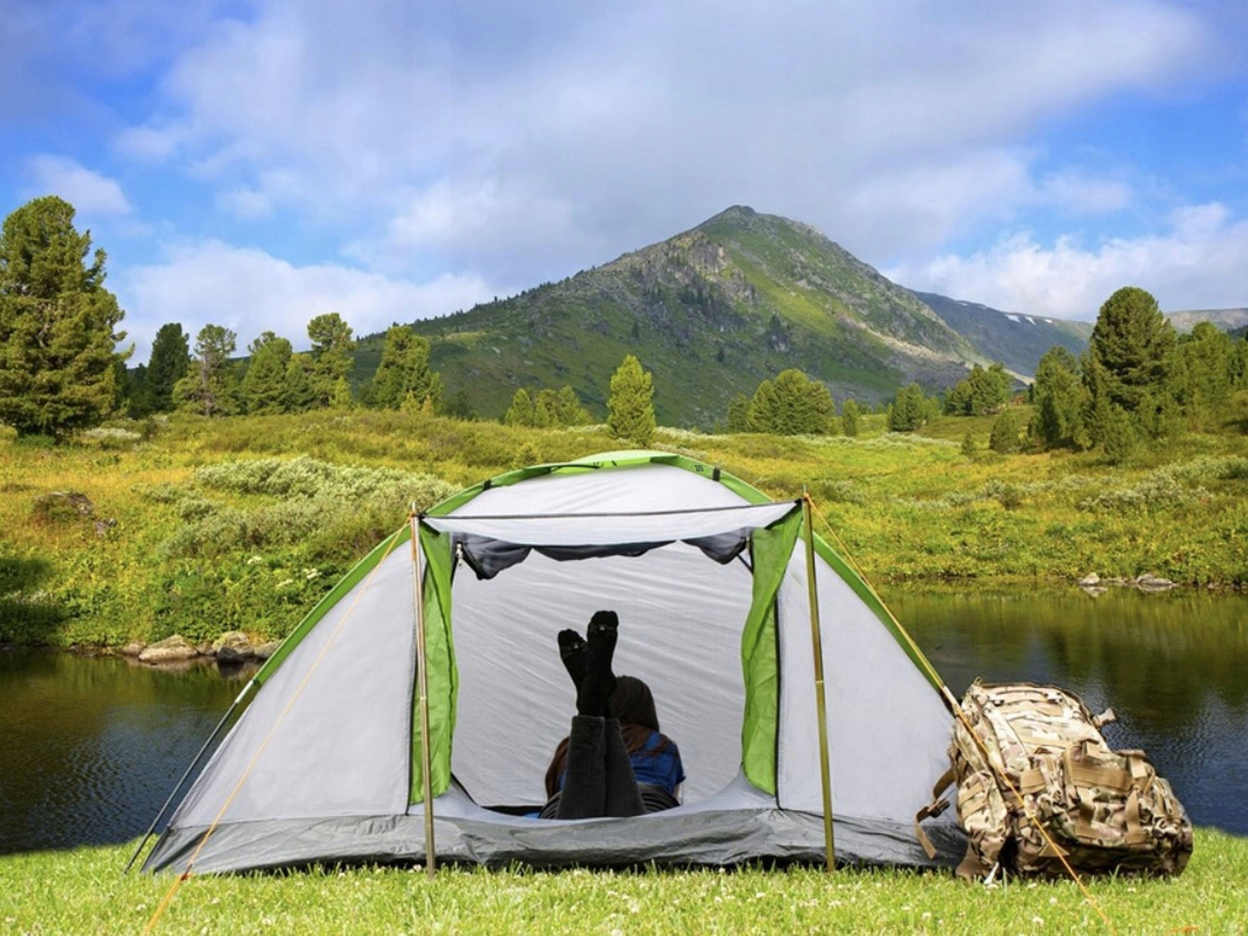 Nevada Tourist Tent Waterproof 2-4 Person With Vestibule Color gray