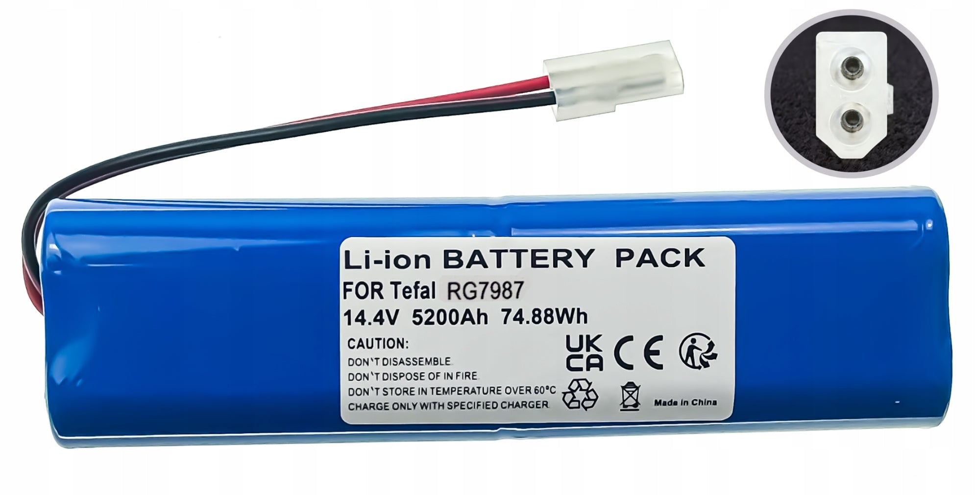 New Battery RG7987 - FEMALE 5,2mAh Rechargeable Battery for TEFAL RG7975WH Vacuum Cleaner