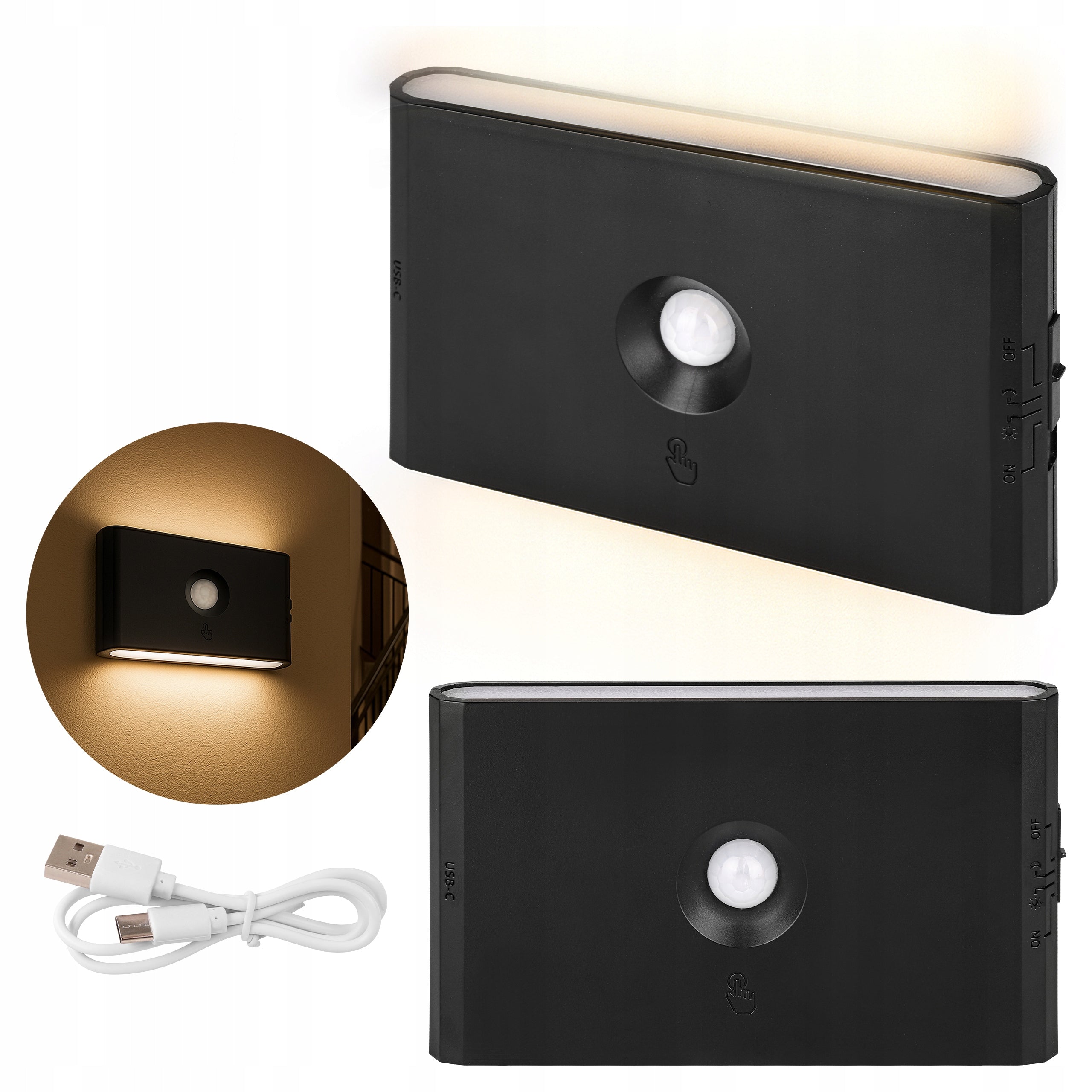 Night light with Motion Sensor for self-adhesive battery on the wall