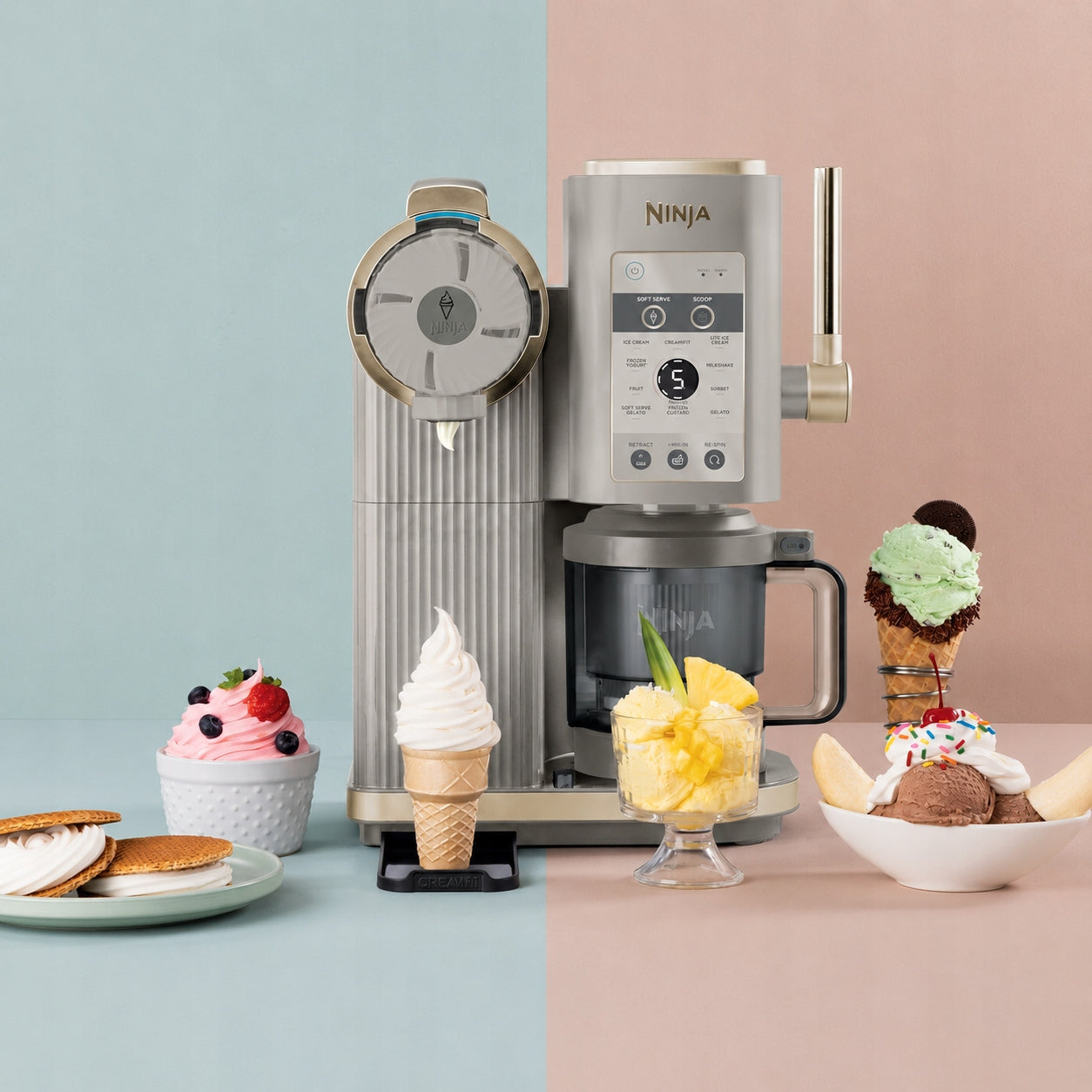 Ninja CREAMi Scoop & Swirl - Creamy Ice Cream, Sorbets & Protein Desserts Packaging status original