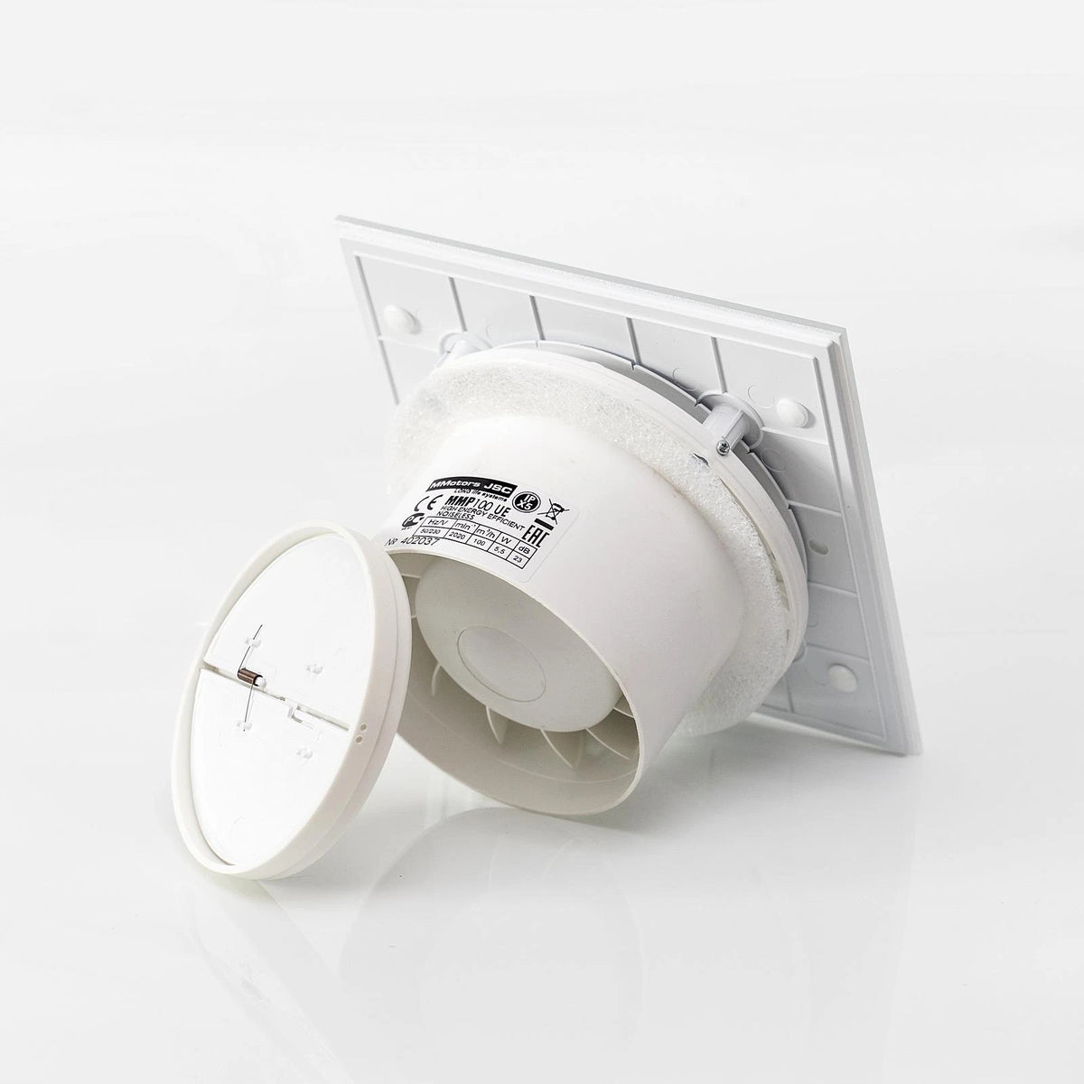 Noiseless bathroom glass fan Ø100mm white flash eco Manufacturer code 9623