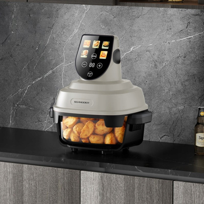 Non-fat panoramic air fryer 2 containers Schneider CRISPI BEIGE Packaging status original