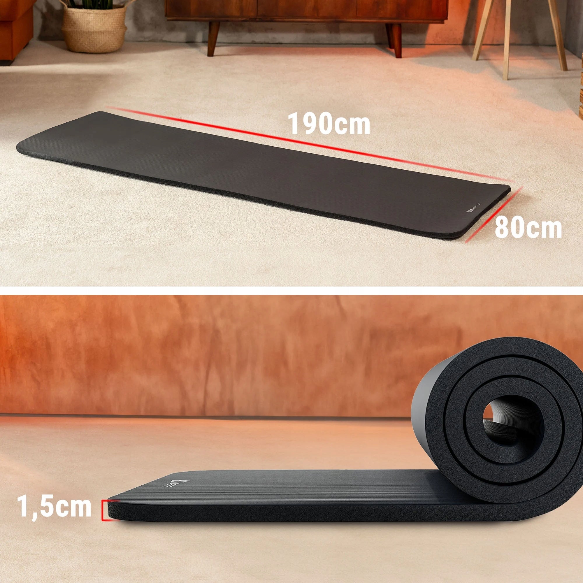 Non-slip thick fitness mat NBR 1,5cm 190x80cm exercise mat Packaging status original