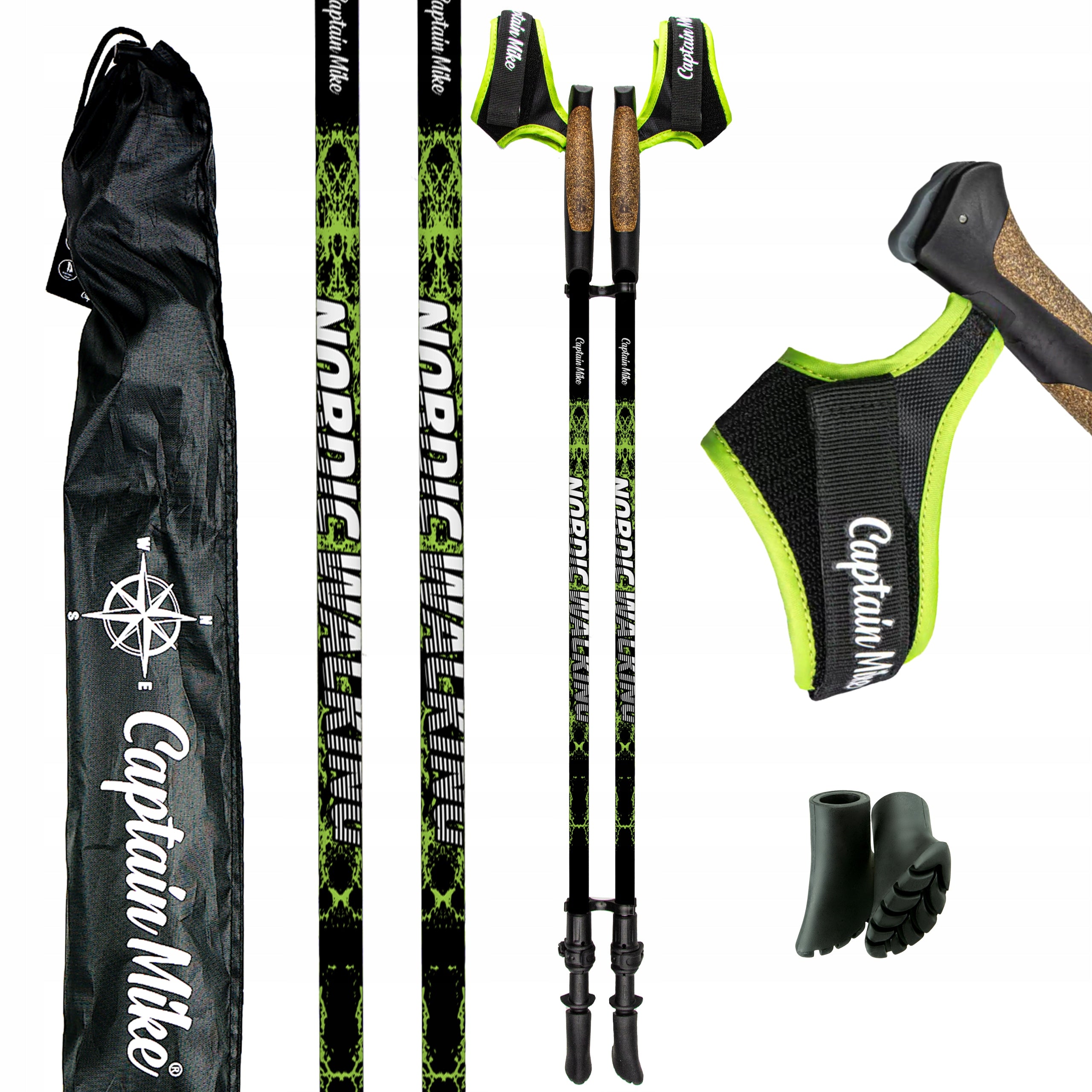 Nordic Walking poles ADJUSTABLE Captain Mike + gloves