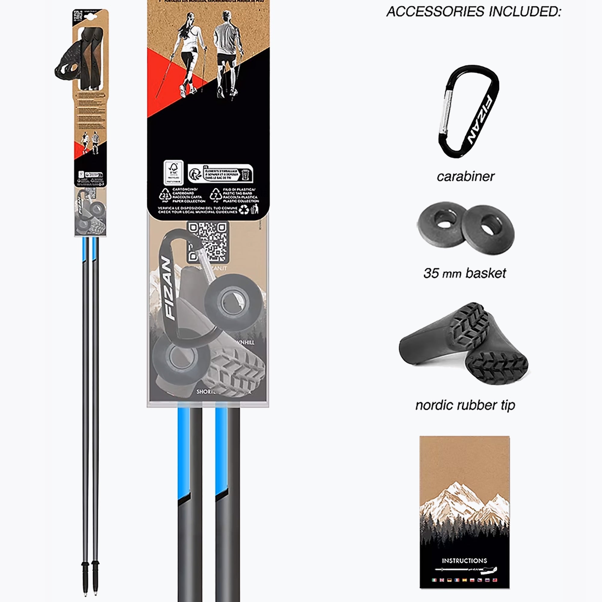 Nordic walking poles Fizan Runner blue 110 cm Packaging status original