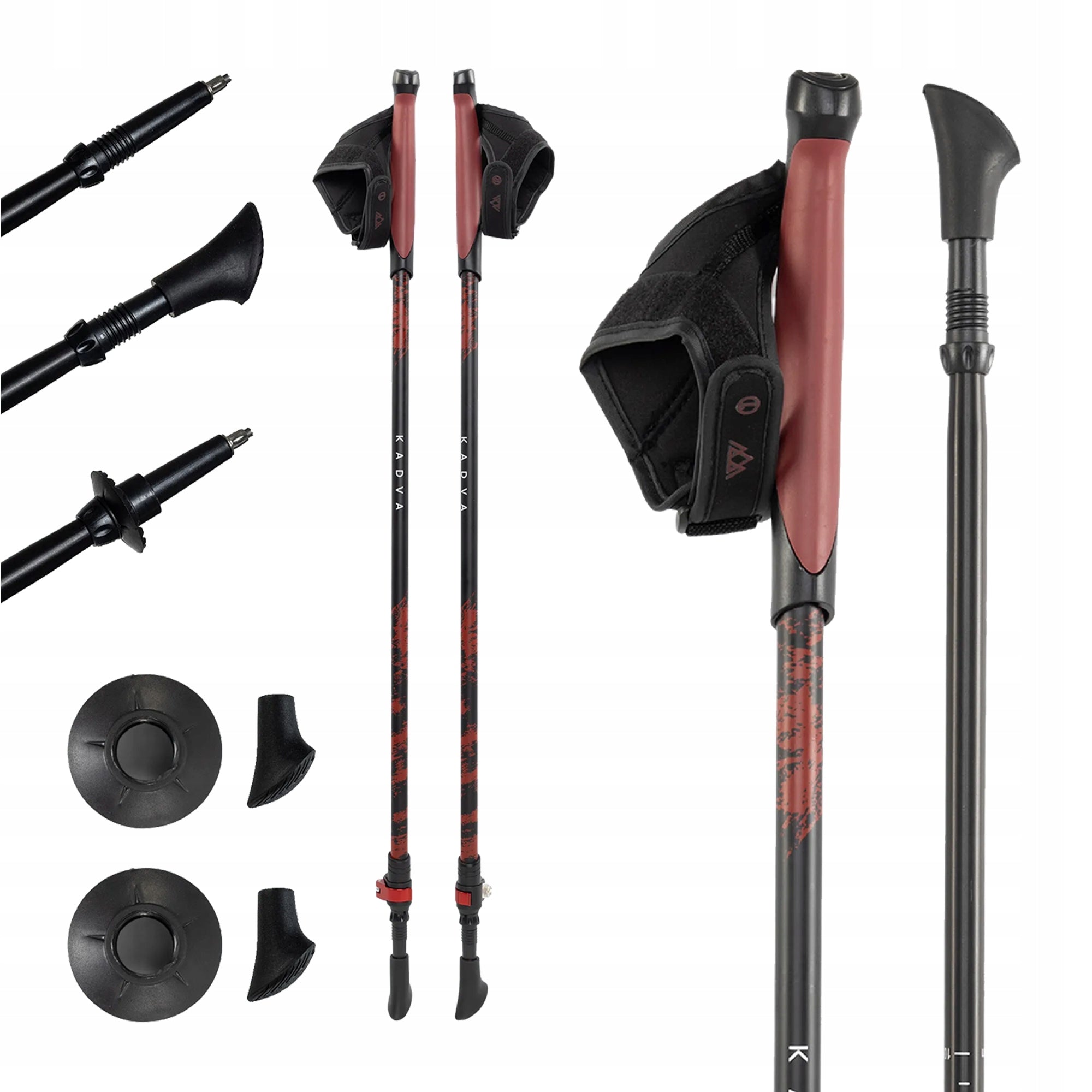 Nordic walking poles KADVA Halna red 85-135cm QUICK LOCK SYSTEM