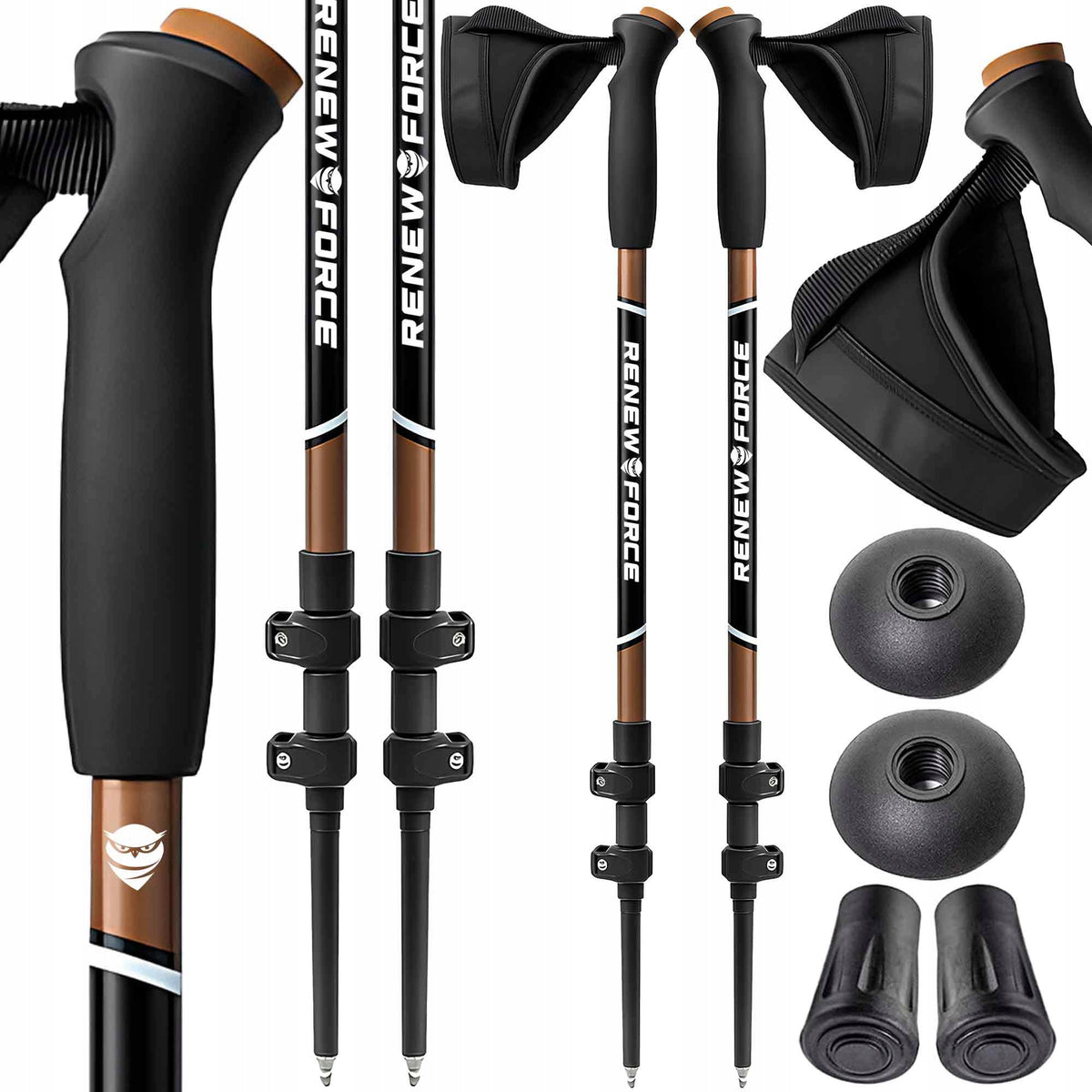 Nordic walking poles Renew Force adjustable 65-138 cm black