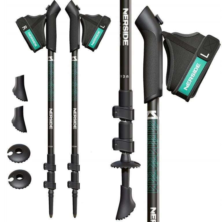 Nordic walking poles folding poles adjustable hiking ALPANA black