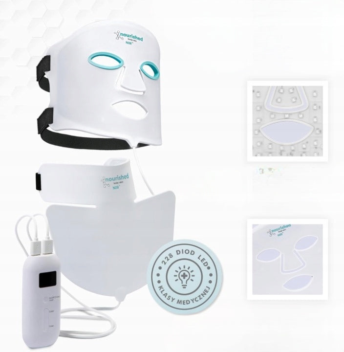 Nourished Bodynskin Face and Neck Mask Light Therapy 228Diod 7modes Packaging status original