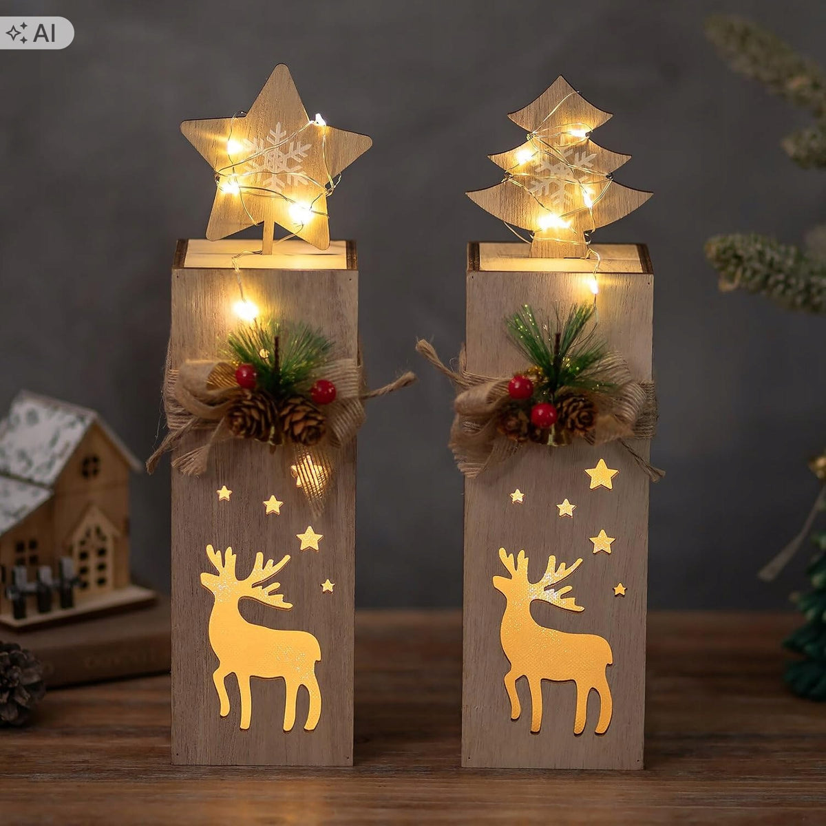 Nuptio Christmas decoration 2x Led lantern