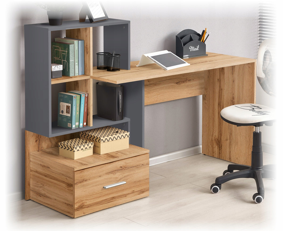 OAK WOTAN / ANTHRACITE Youth desk 149x50 GROSSO Halmar