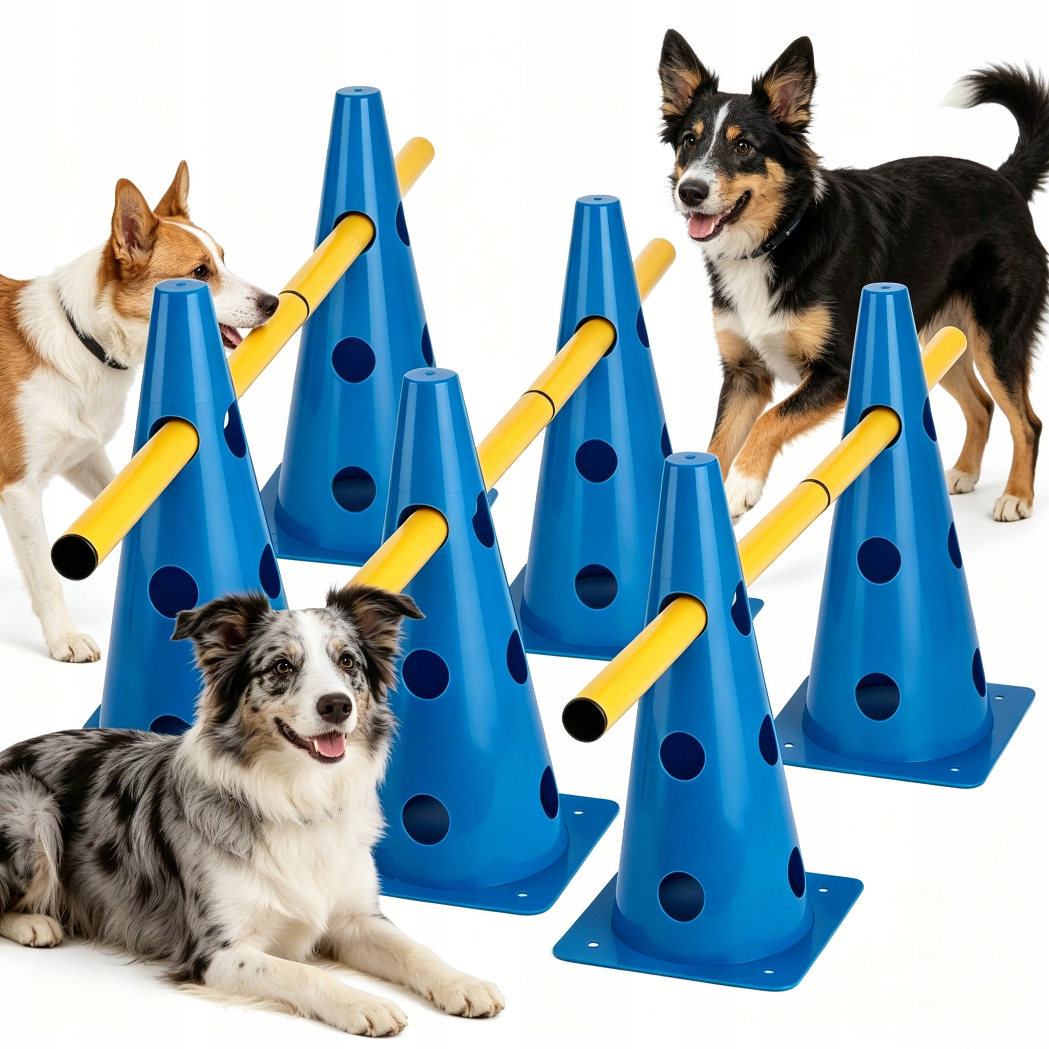 OBSTACLE COURSE FOR TRAINING A DOG 6 POSTS 32 CM 3 BEAMS TRAINING SET