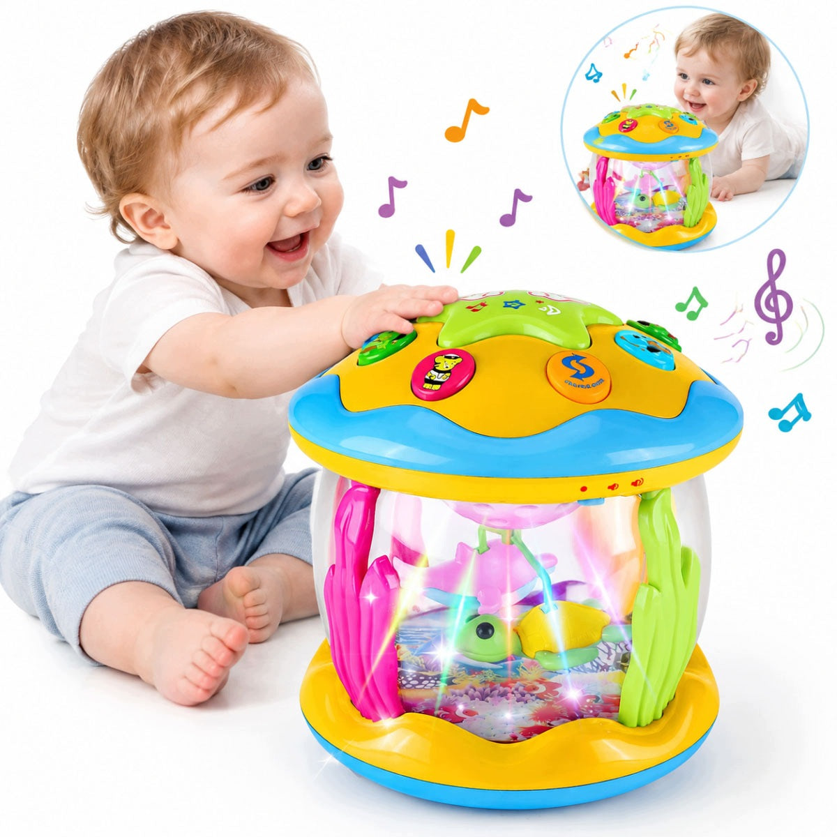 OCEAN PROJECTOR FOR CHILDREN ROTATING LIGHT MUSIC 6-18 MONTH