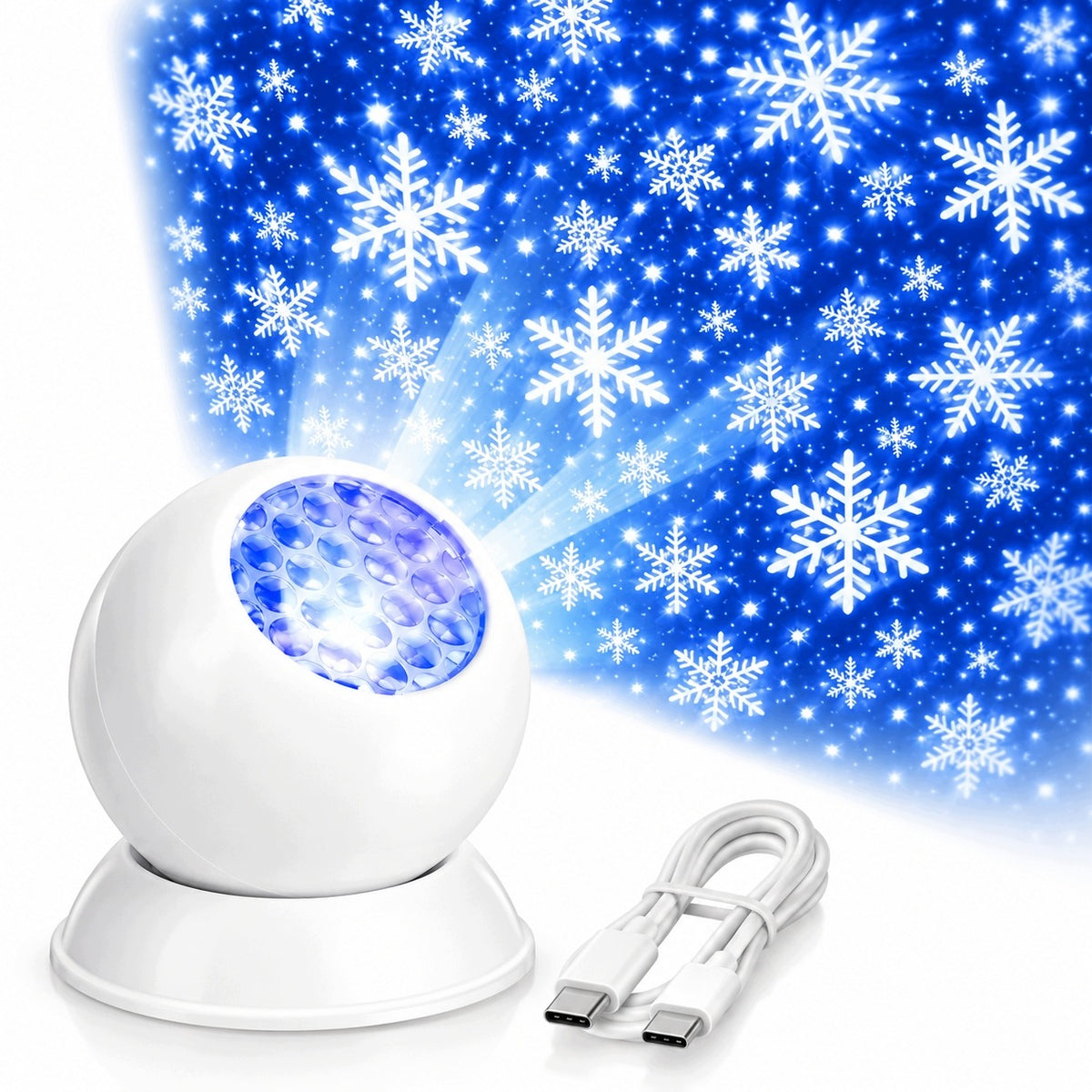 OCEAN WAVE LED PROJECTOR RGB 360° NIGHT LIGHT USB ROTATING RELAXATION