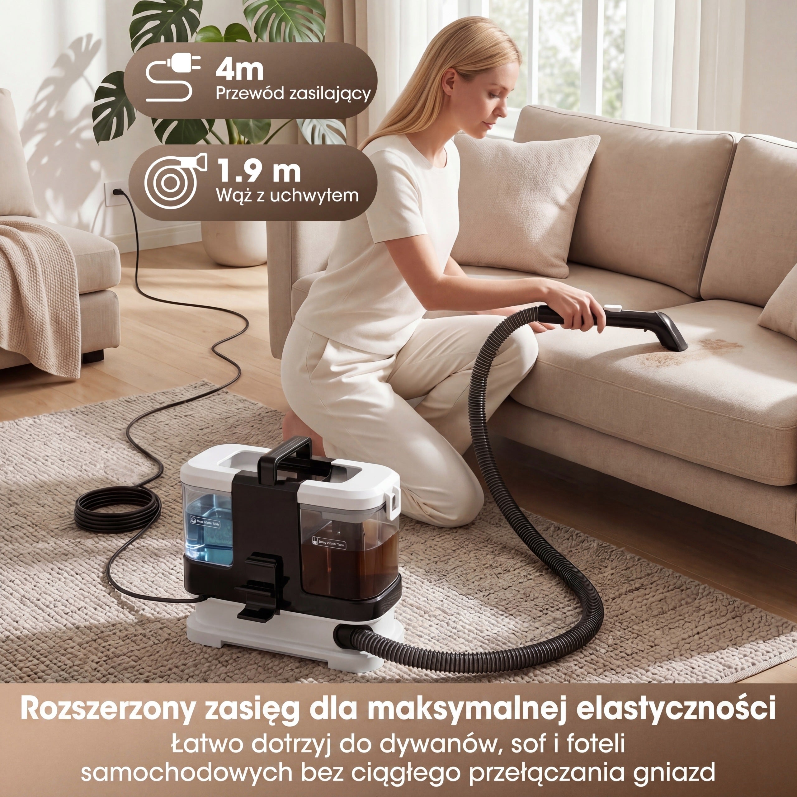 ODKURZACZ PIORĄCY DO DYWANÓW TAPICERKI MOCNY MOKRO SUCHO Lubluelu 12Kpa Manufacturer code 10009702