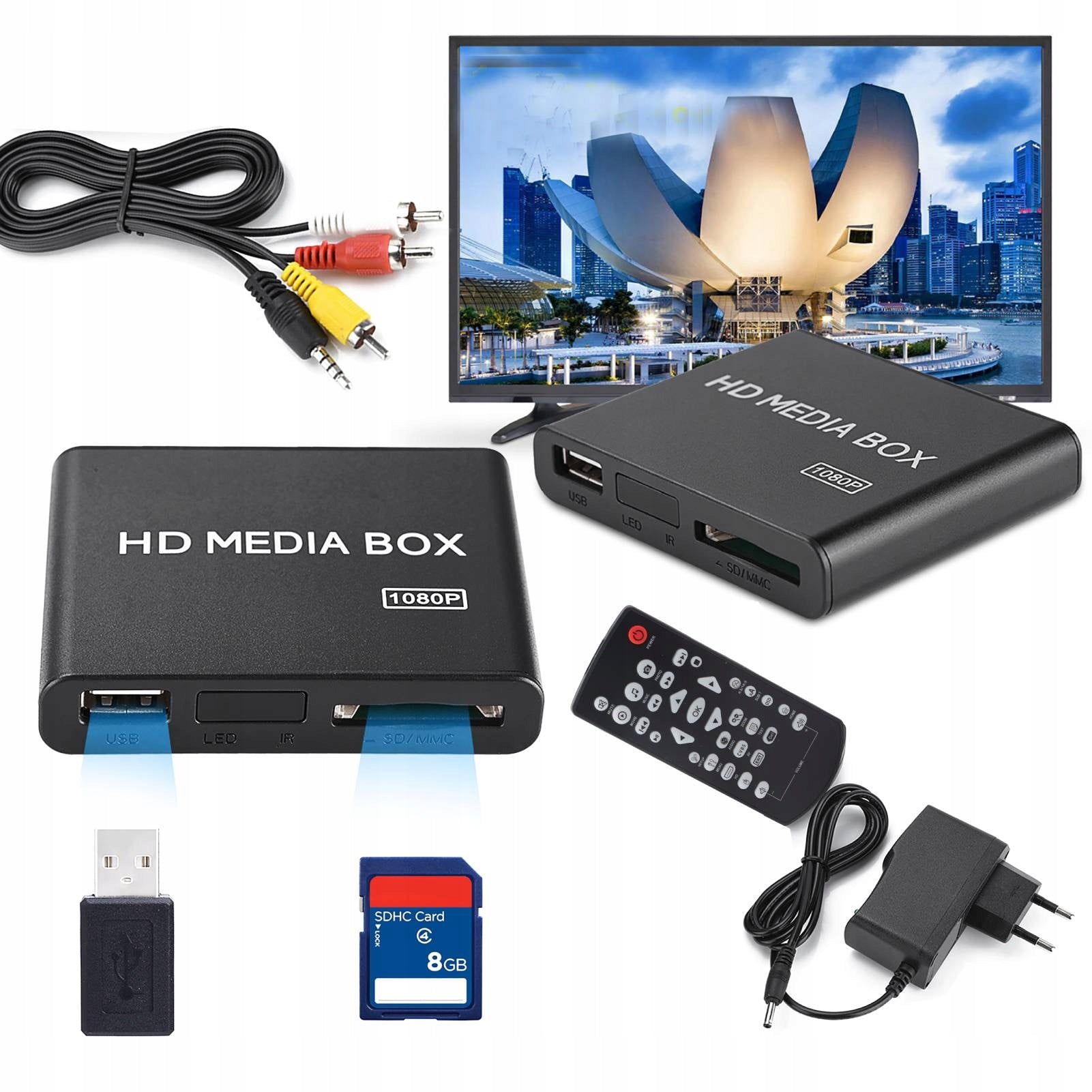 ODTWARZACZ MULTIMEDIALNY FULL HD 1080P OBSŁUGA USB MMC RMVB MP3 AVI MKV