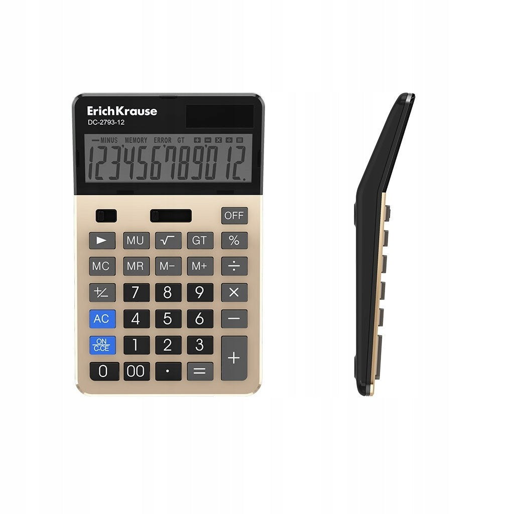 OFFICE CALCULATOR LARGE GOLD 12 DIGITS 110X175 MM ERICHKRAUSE DC-2793 GOLD Packaging status original