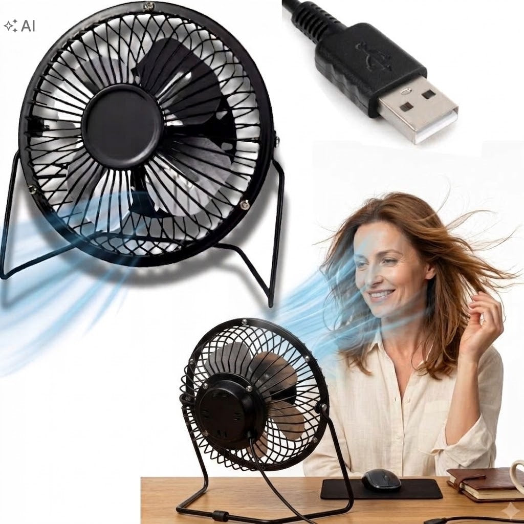 OFFICE DESK FAN USB METAL ENCLOSURE AND BLADES QUIET