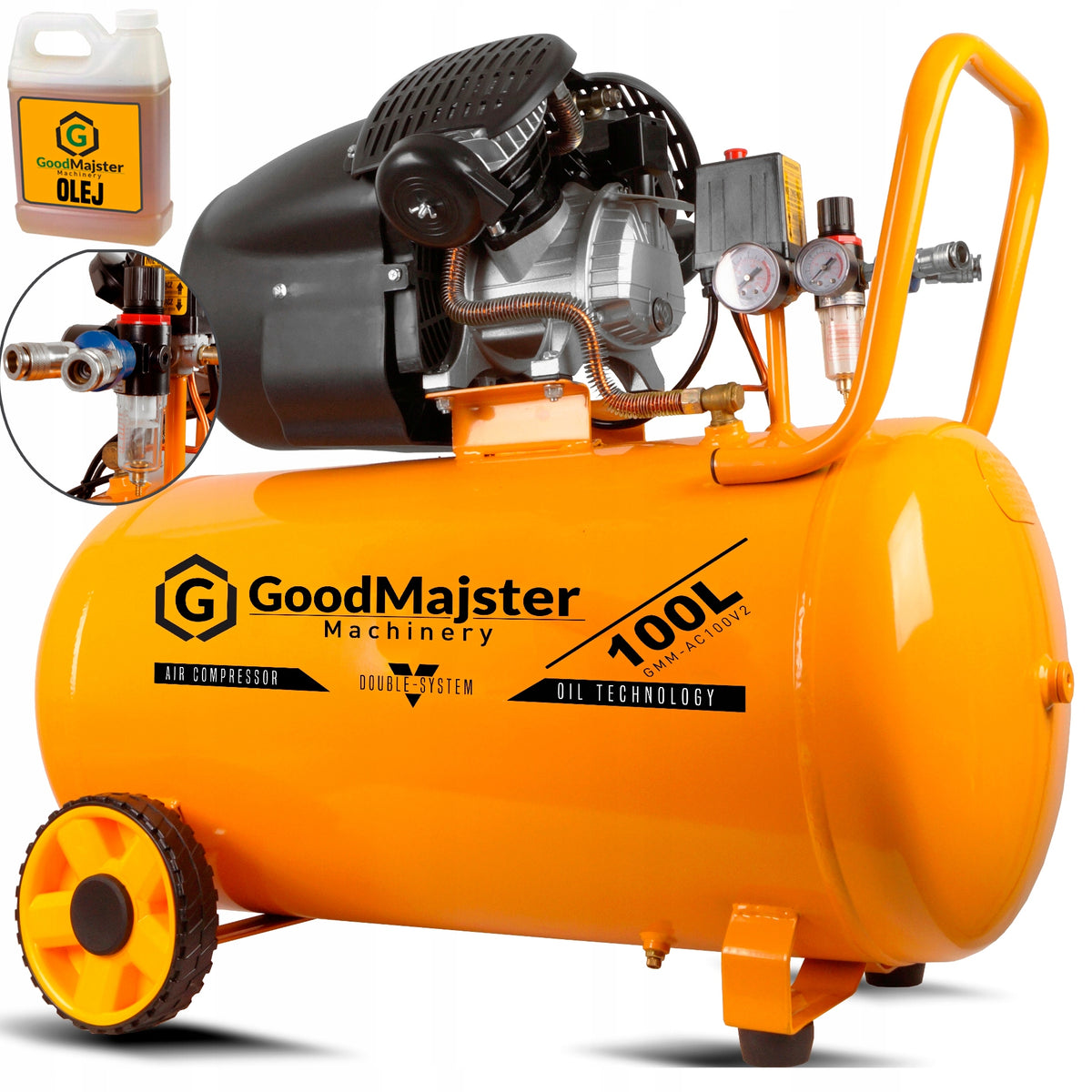 OIL COMPRESSOR 100L TWO-PISTON AIR COMPRESSOR V-SYSTEM+ SEPARATOR