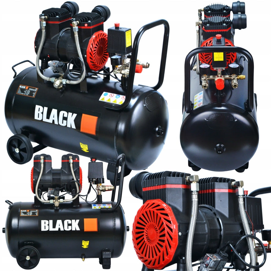 OIL-FREE COMPRESSOR TWO-PISTON AIR COMPRESSOR 50L BLACK