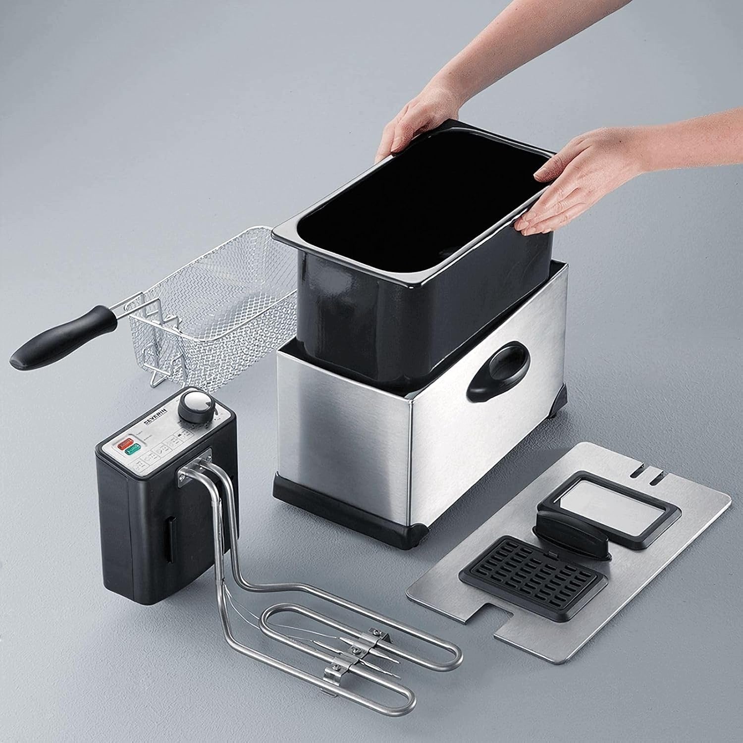 OIL FRYER 3L 2000W STAINLESS STEEL FILTER WINDOW Packaging status original