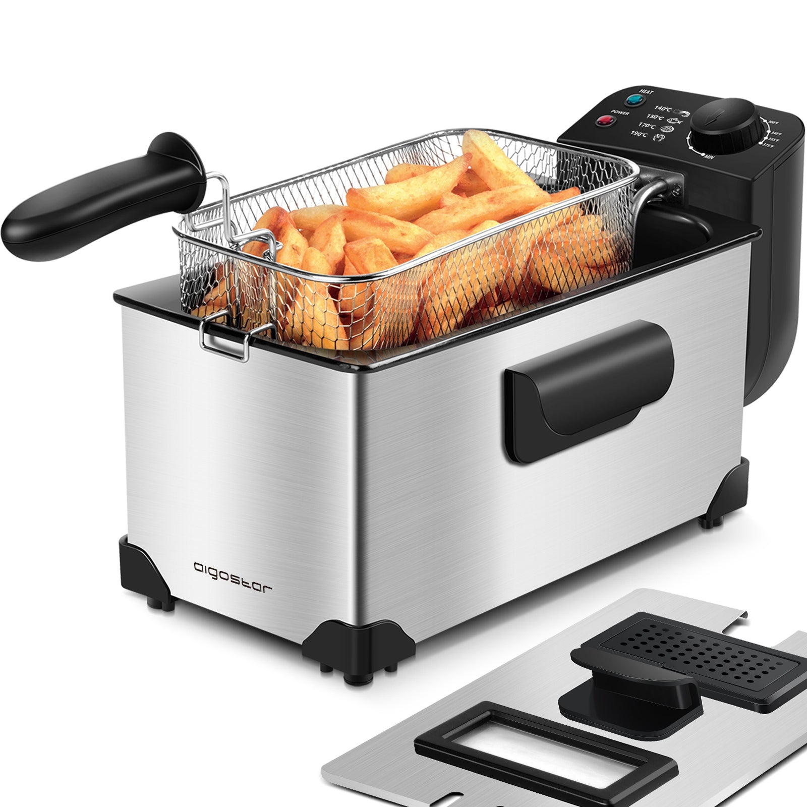 OIL FRYER Traditional Oil 2200W Window 3L Fryer Thermostat Model MOCNA FRYTOWNICA TRADYCYJNA
