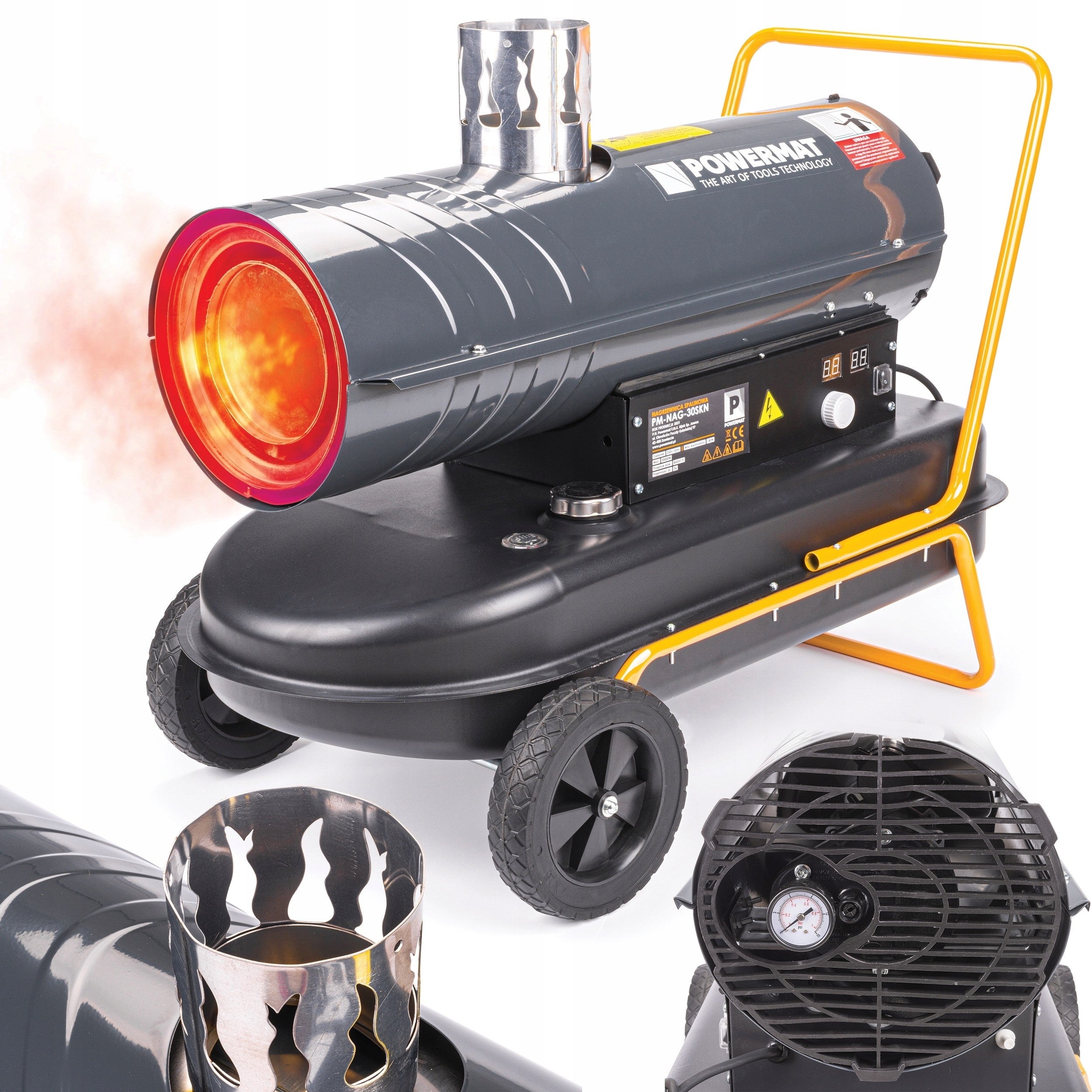 OIL HEATER 30 KW WITH COMBUSTION CHIMNEY BLOWER + THERMOSTAT LCD FURNACE