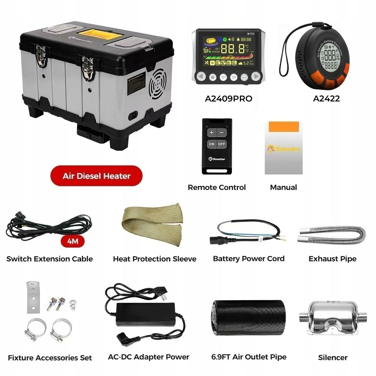 OIL HEATER 8KW 12/24V WIFI BT 230V with wireless sensor Manufacturer code SUNSTER TB10PROWIFI