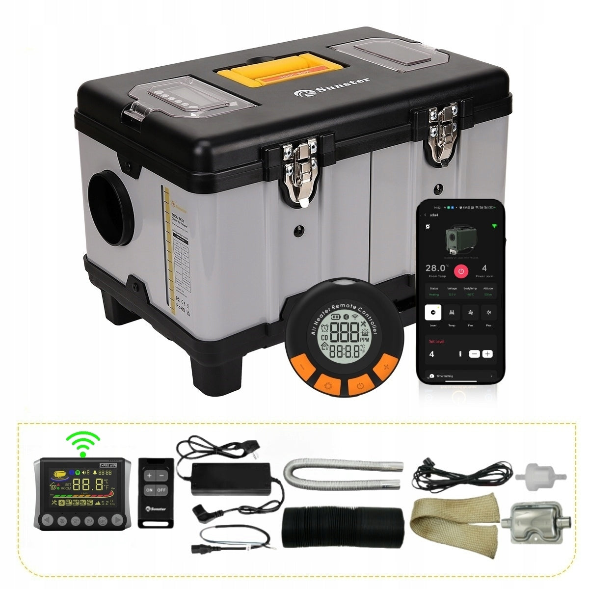 OIL HEATER 8KW 12/24V WIFI BT 230V with wireless sensor Packaging status original