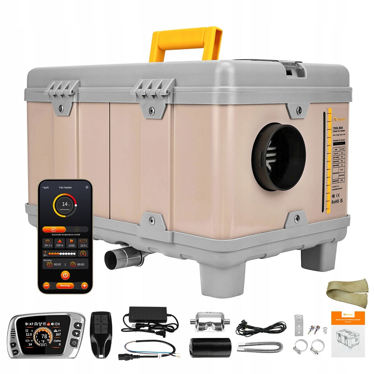 OIL HEATER 8KW 230V 12V WEBASTO WITH VENTILATION AND START/STOP BT LCD Packaging status original