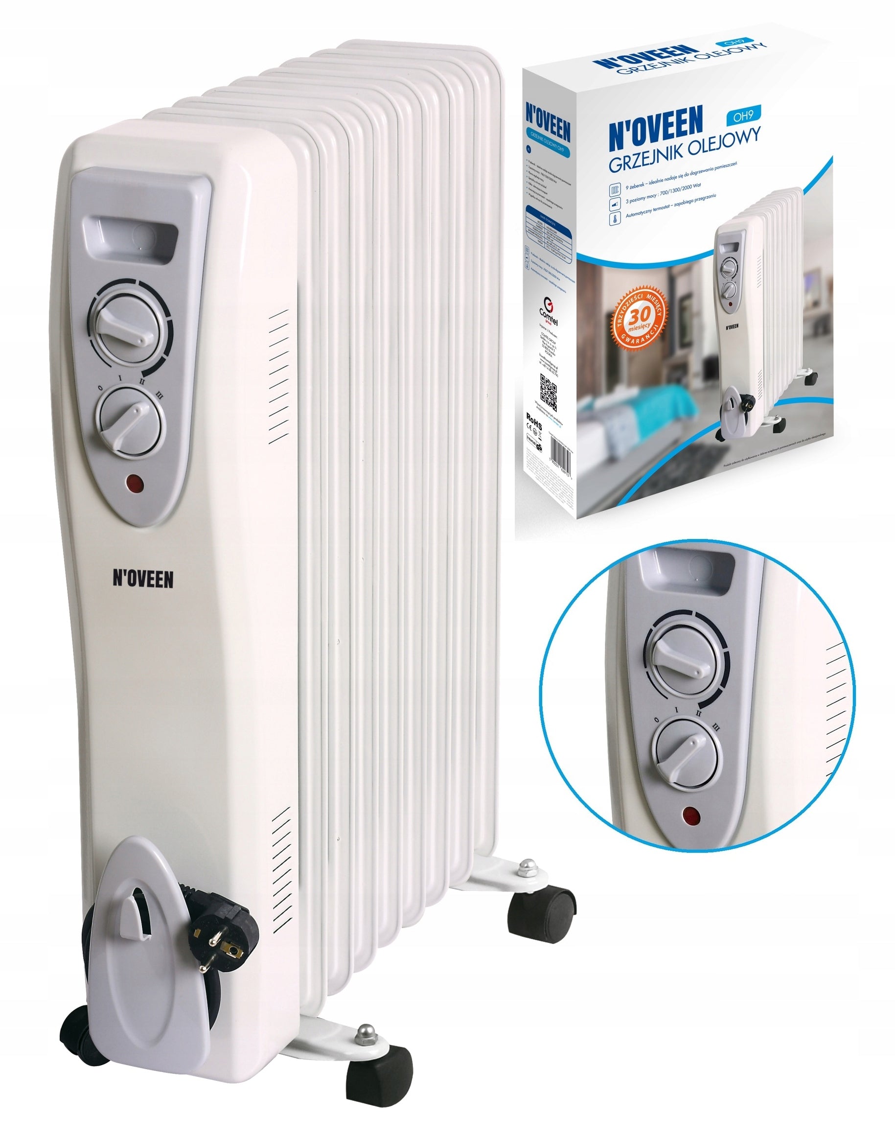 OIL HEATER ELECTRIC OILER 2000W 9RIBS