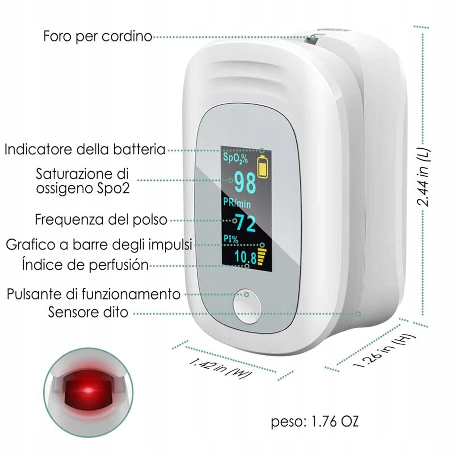 OLED Finger Pulse Oximeter SpO2 Pulse for Children and Adults Medical device no