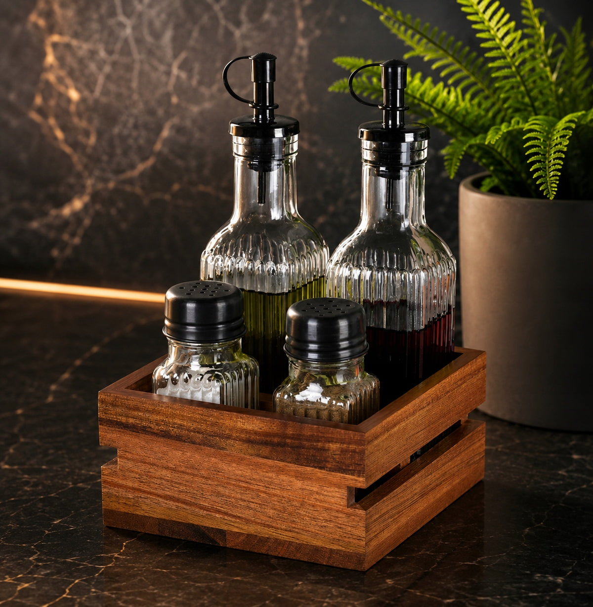 OLIVE OIL BOTTLE SPICE SET VINEGAR SALT SHAKER PEPPER SHAKER SEASONING Packaging status original