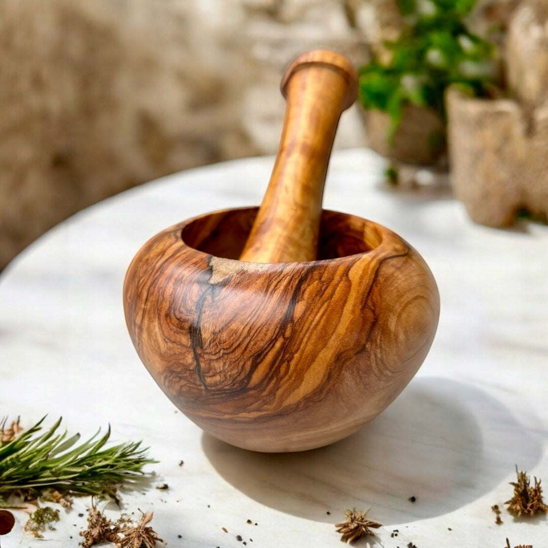 OLIVE WOOD MORTAR WITH PESTLE DMZ10 ARKAY FOR SPICES ECO EAN (GTIN) 5907138210316