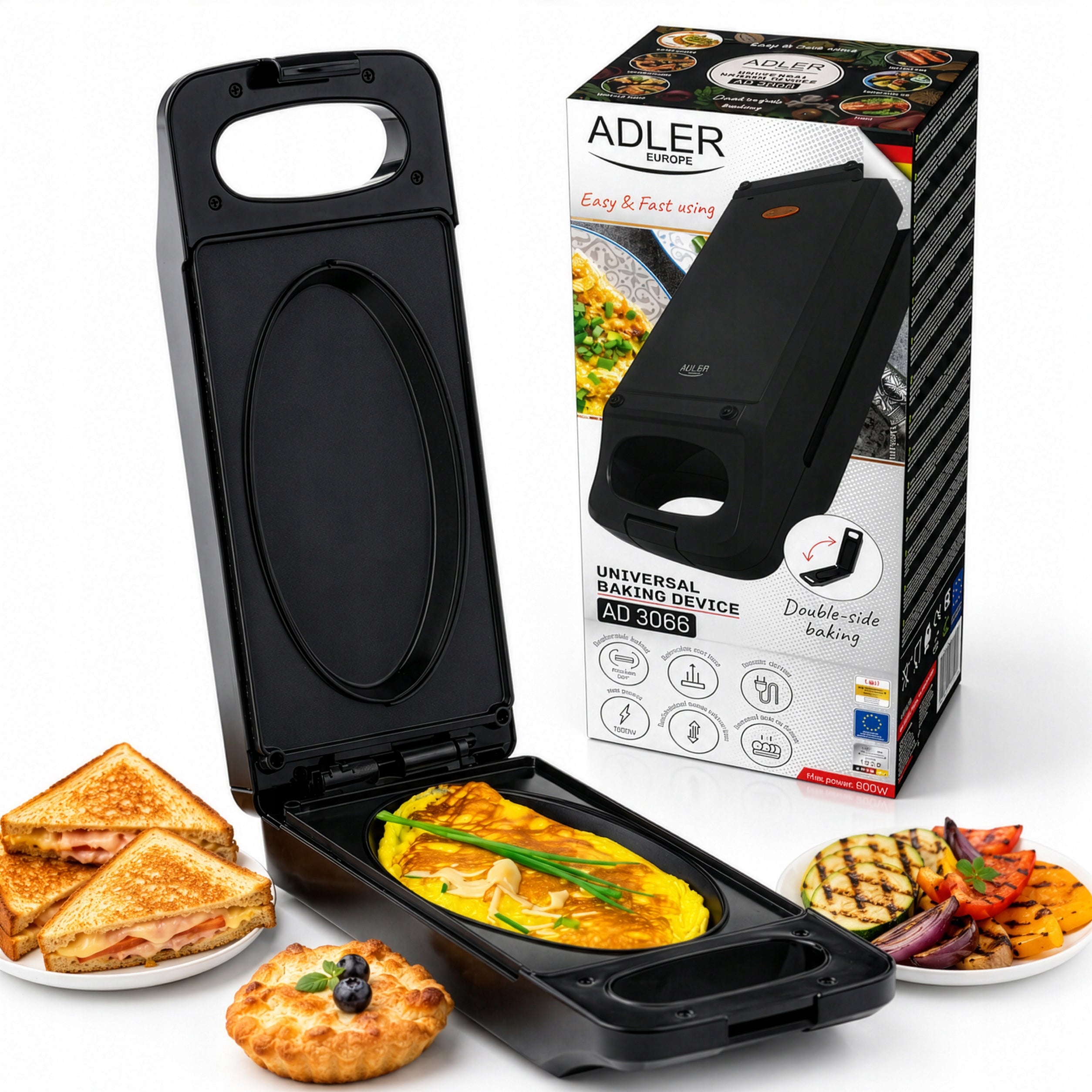 OMELET TOASTER PAN GRILL OMLET MAKER SANDWICH 3in1 900W