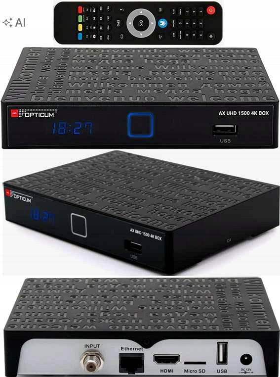 OPTICUM AX UHD 1500 4K DVB-S2 2xCI+ 1xCA ANDROID TV 6