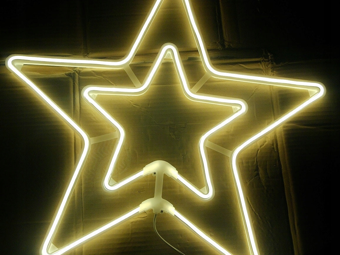 ORNAMENT STAR NEON GLOWING PERMANENTLY WARM B. LED LIGHTS 55 cm LARGE Brand no brand