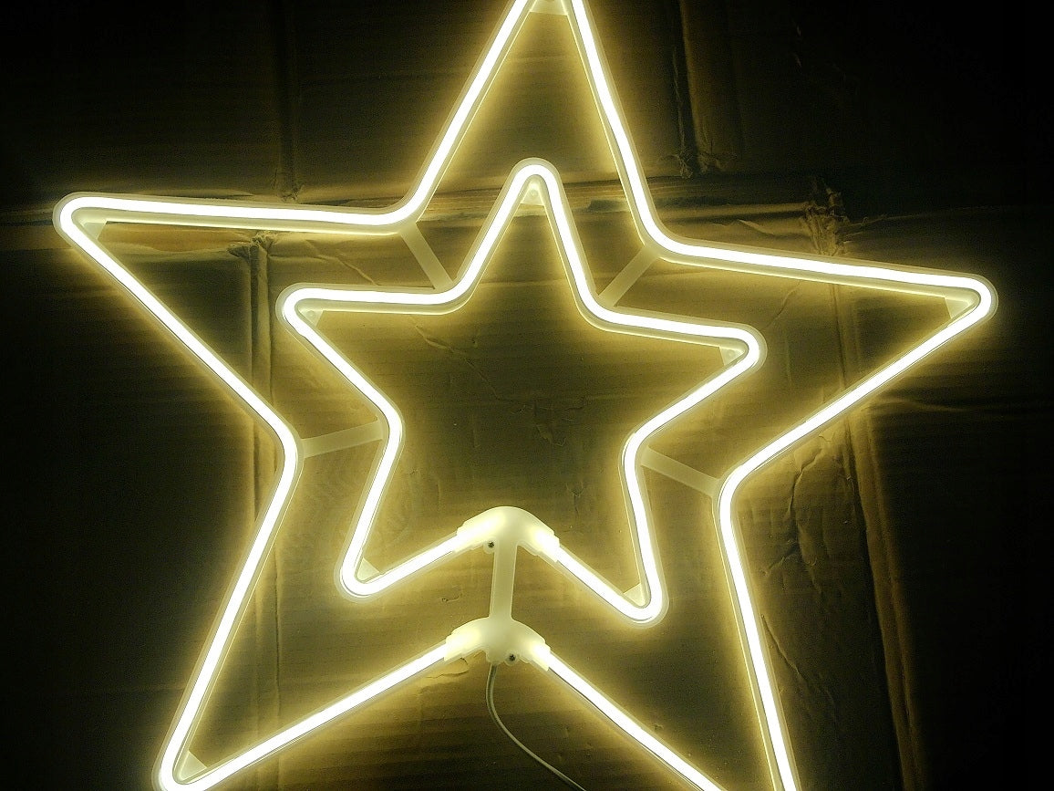 ORNAMENT STAR NEON GLOWING PERMANENTLY WARM B. LED LIGHTS 55 cm LARGE Manufacturer code gwiazda55bc