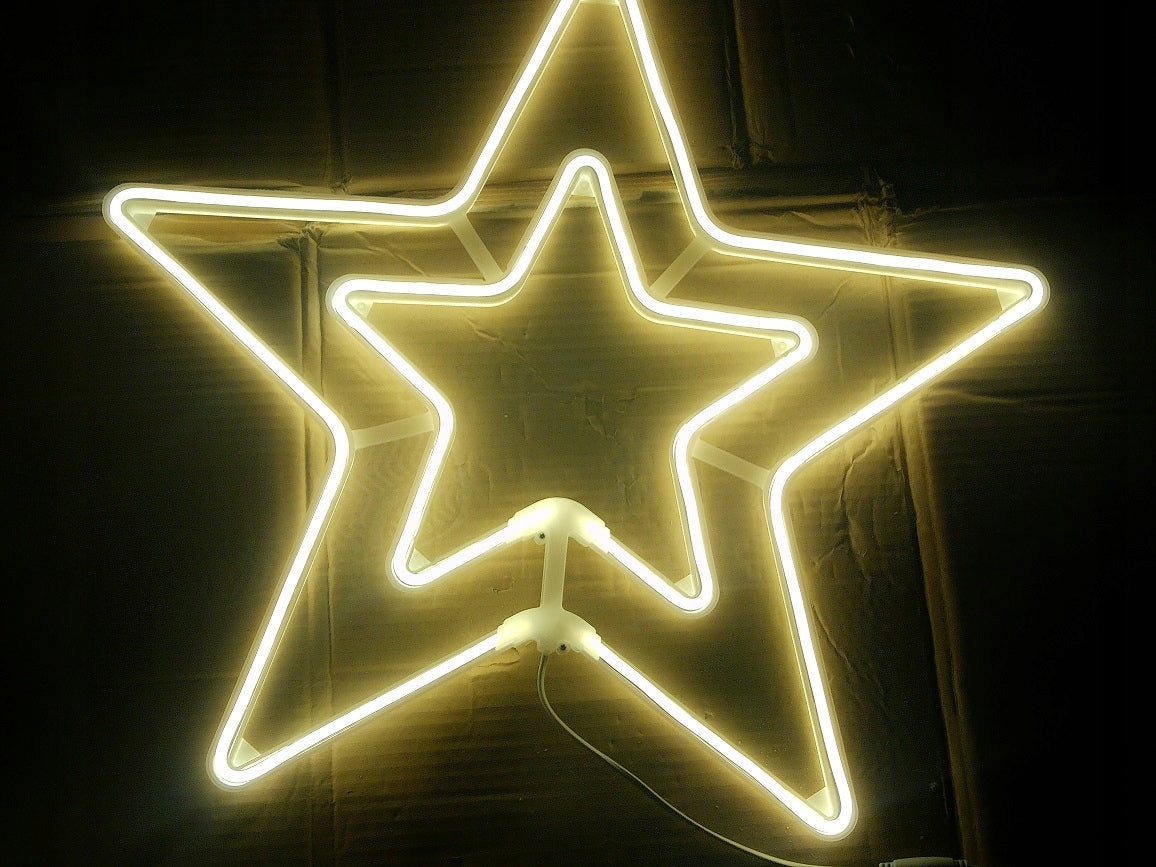 ORNAMENT STAR NEON GLOWING PERMANENTLY WARM B. LED LIGHTS 55 cm LARGE