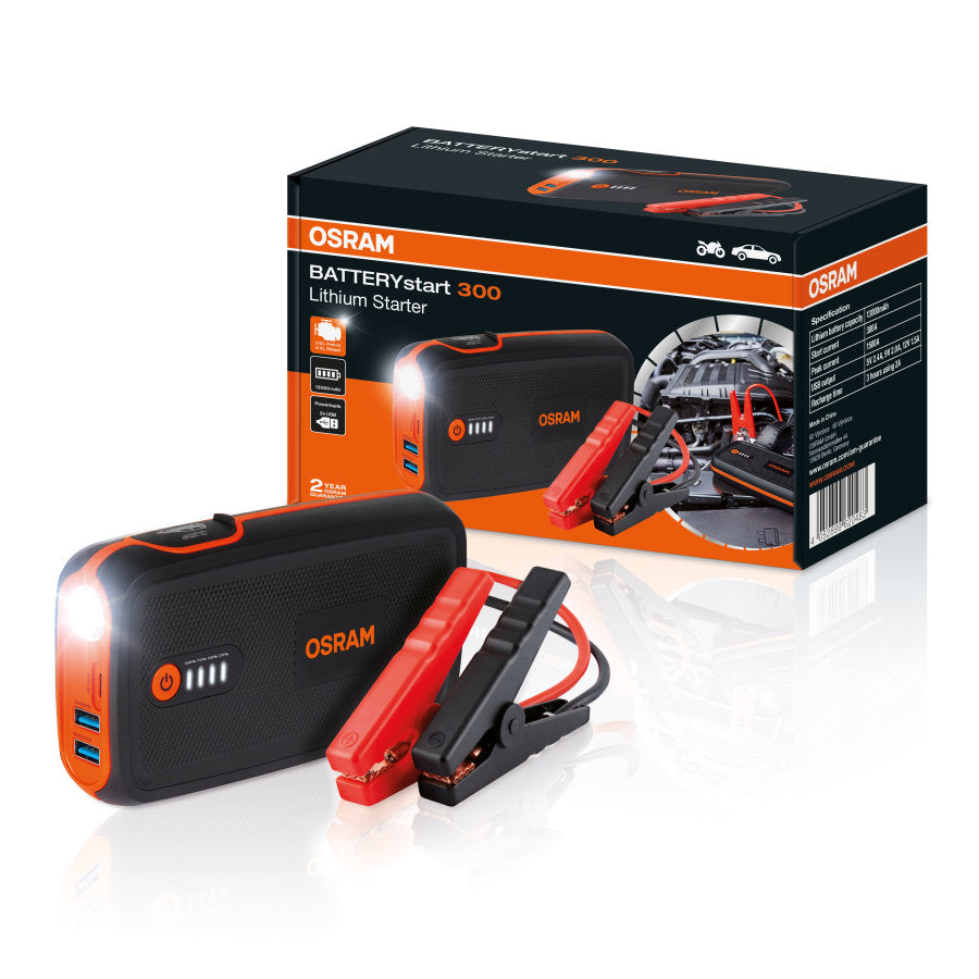 OSRAM BATTERYstart 300 – Starter 12V 12000mAh with Powerbank and Flashlight