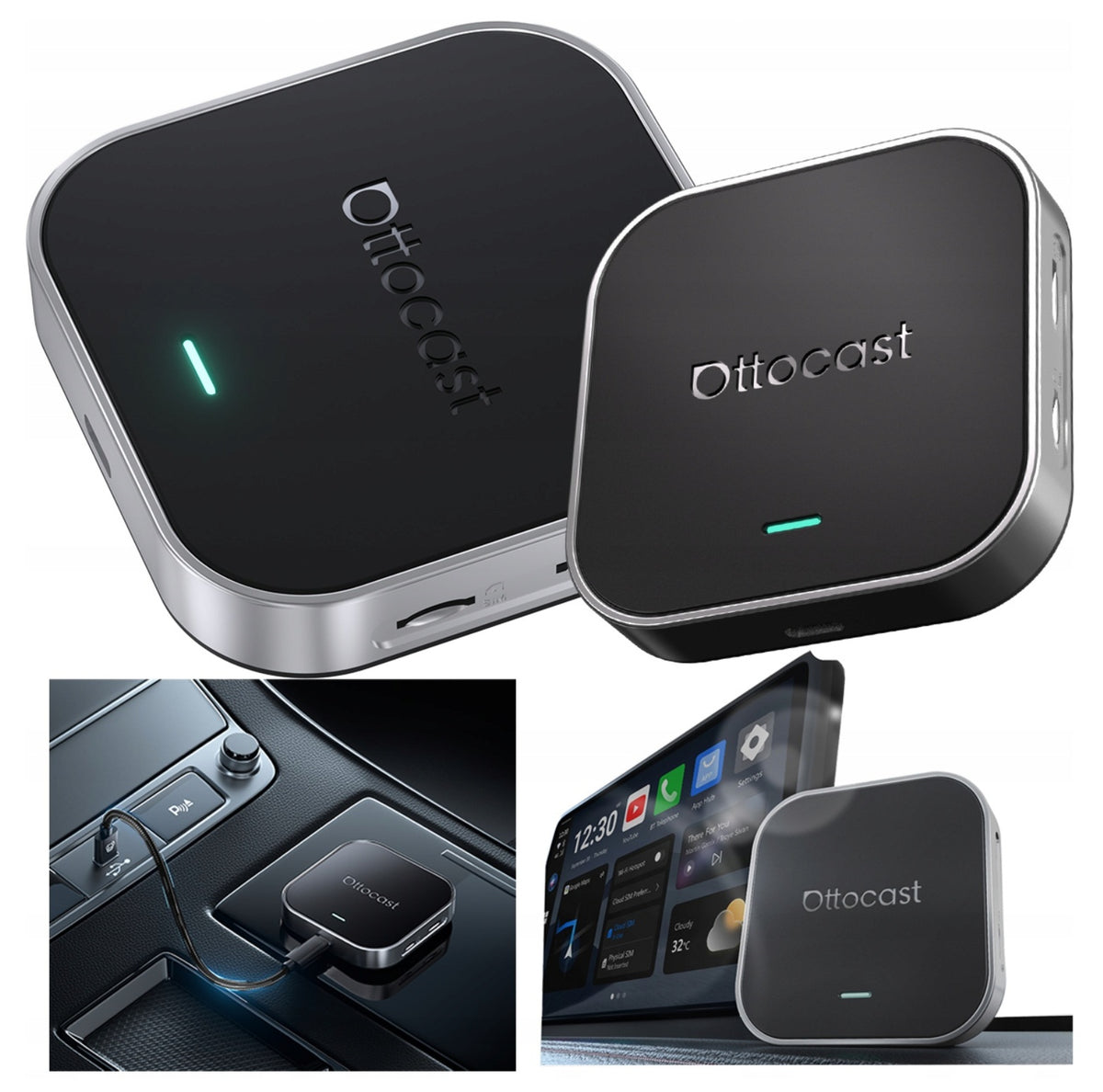 OTTOCAST OttoAibox E2 Wireless Adapter CarPlay AI Box Android Auto Packaging status original