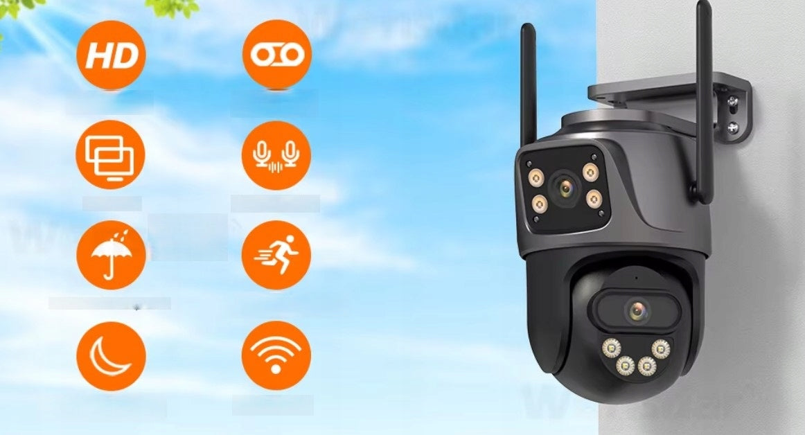 OUTDOOR 4K CAMERA TWO LENSES WIFI 8MP APP ICSee DUO TWO CAMERAS Model KAMERA ZEWNĘTRZNA IP WIFI ULTRA OBROTOWA DUO