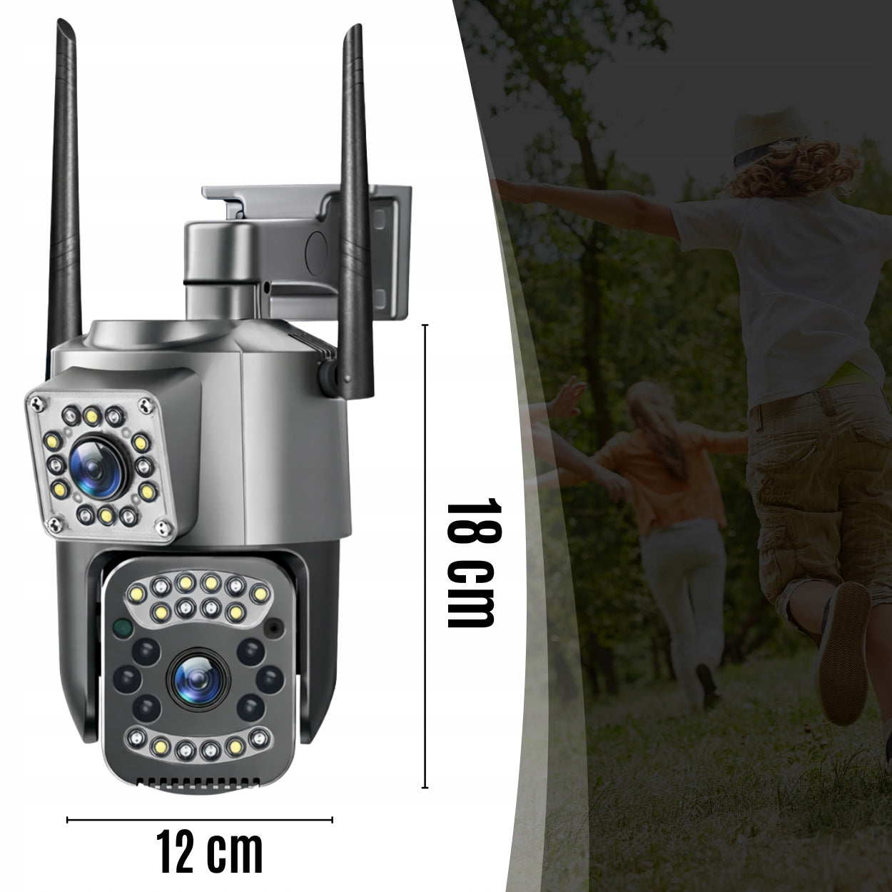 OUTDOOR CAMERA DUAL WIFI SMART IP ROTATING MOTION DETECTION APP Model KAMERA ZEWNĘTRZNA PODWÓJNA 2X4MP OBROTOWA