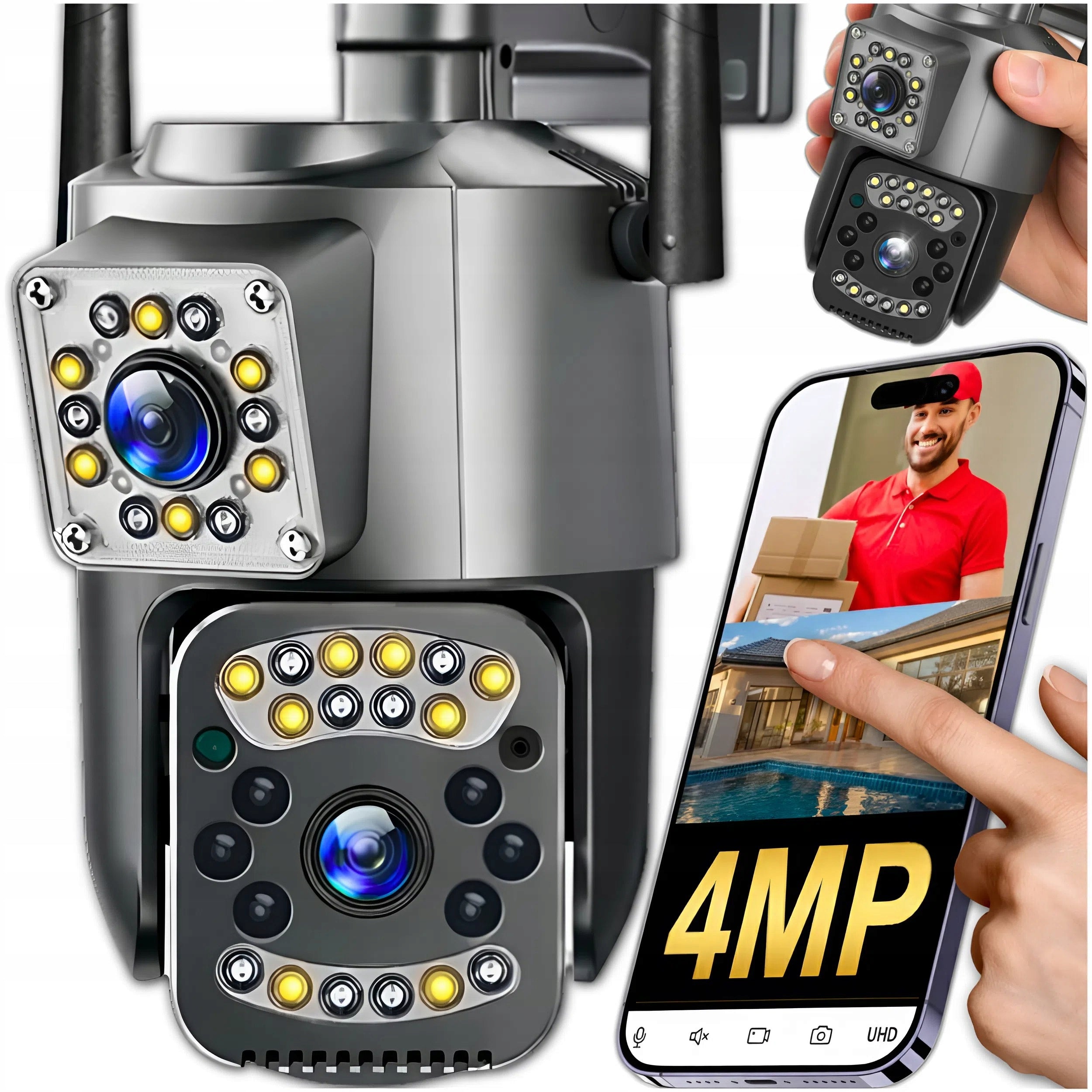 OUTDOOR CAMERA DUAL WIFI SMART IP ROTATING MOTION DETECTION APP
