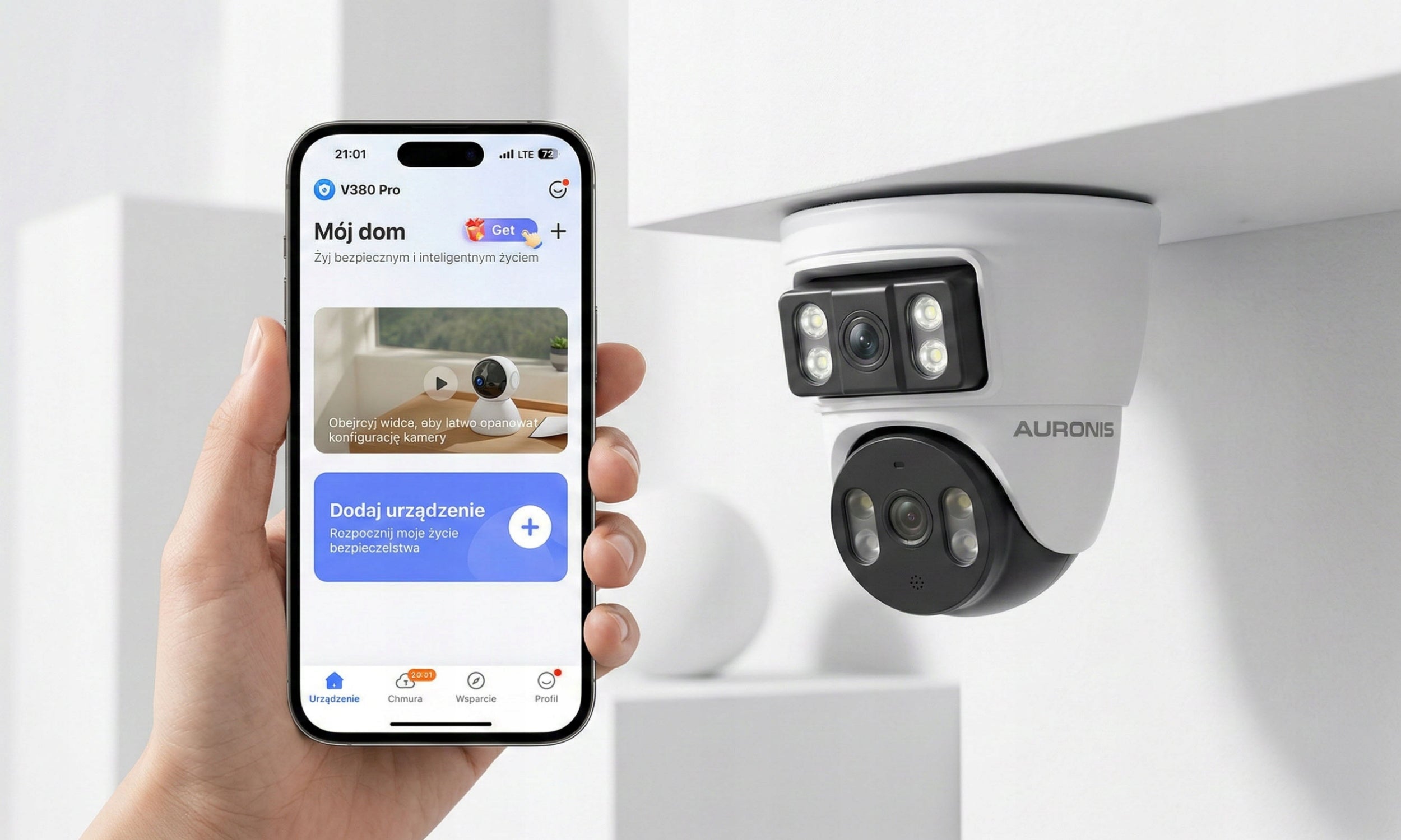 OUTDOOR CAMERA WIFI ROTATING DOUBLE 6MP DETECTION - 2 WAYS OF MOUNTING Kind internal external