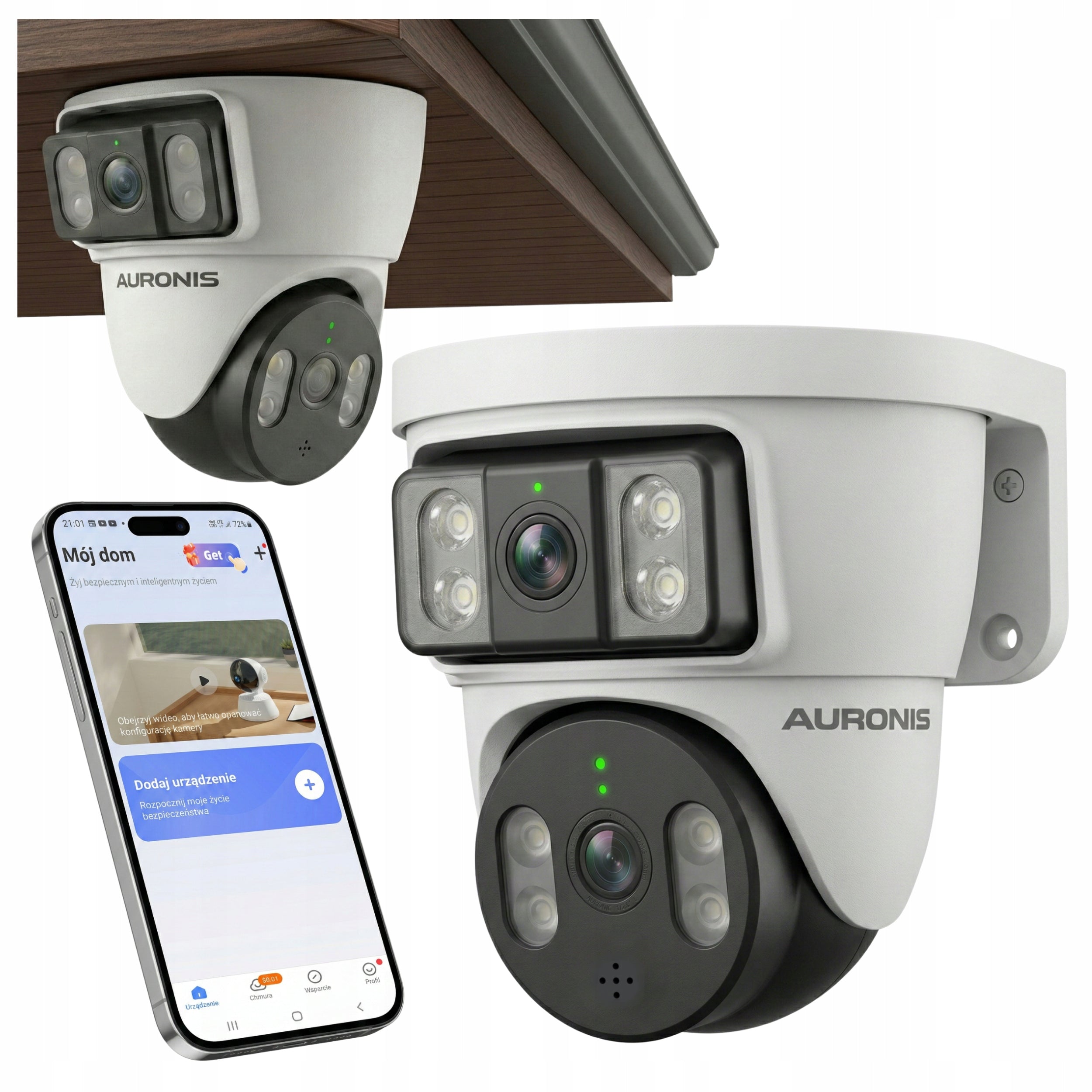 OUTDOOR CAMERA WIFI ROTATING DOUBLE 6MP DETECTION - 2 WAYS OF MOUNTING