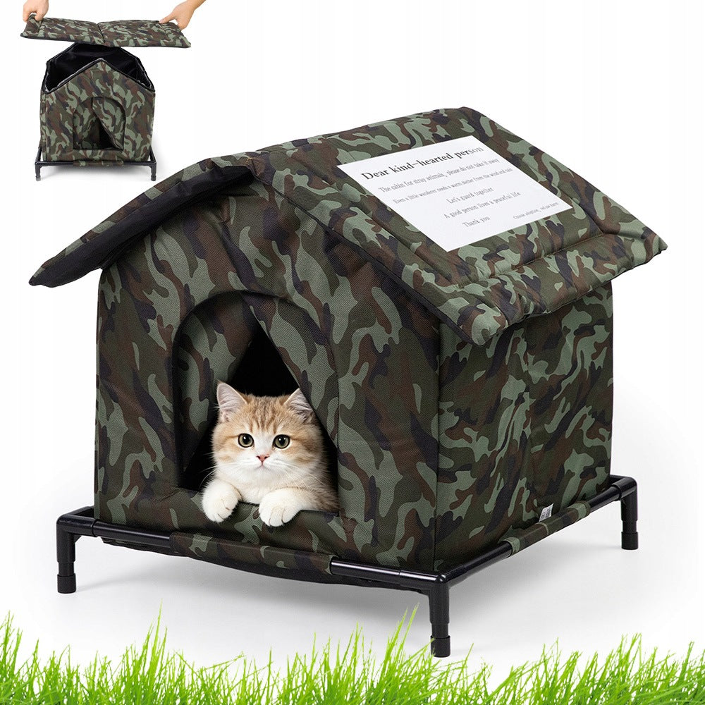 OUTDOOR CAT HOUSE MADE OF WATERPROOF OXFORD MATERIAL FOR ALL SEASONS